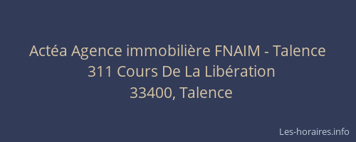 Actéa Agence immobilière FNAIM - Talence