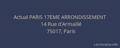 Actual PARIS 17EME ARRONDISSEMENT