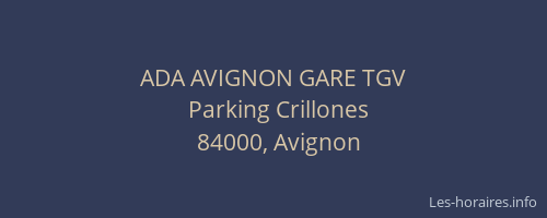 ADA AVIGNON GARE TGV