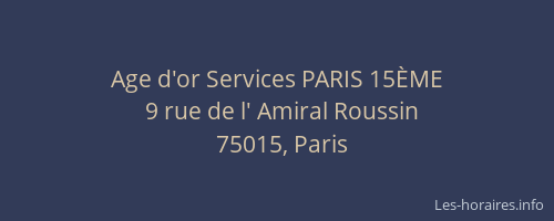 Age d'or Services PARIS 15ÈME