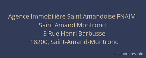 Agence Immobilière Saint Amandoise FNAIM - Saint Amand Montrond