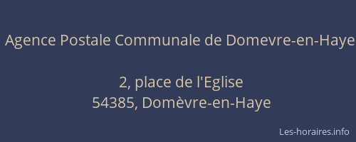 Agence Postale Communale de Domevre-en-Haye