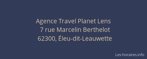 Agence Travel Planet Lens