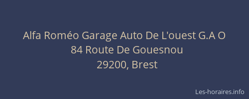 Alfa Roméo Garage Auto De L'ouest G.A O