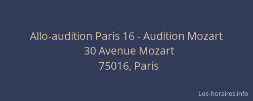 Allo-audition Paris 16 - Audition Mozart