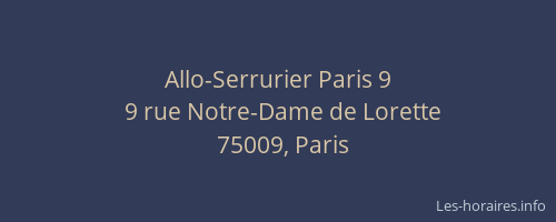 Allo-Serrurier Paris 9