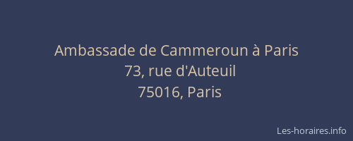 Ambassade de Cammeroun à Paris