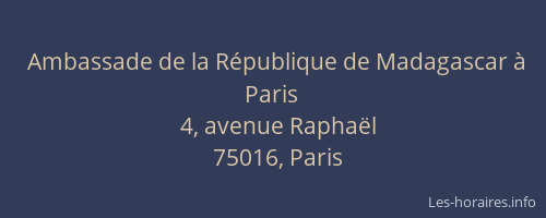 Ambassade de la République de Madagascar à Paris