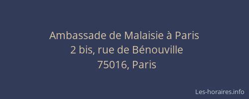 Ambassade de Malaisie à Paris