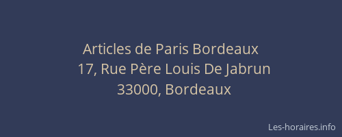 Articles de Paris Bordeaux