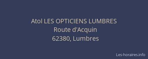 Atol LES OPTICIENS LUMBRES