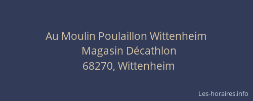 Au Moulin Poulaillon Wittenheim