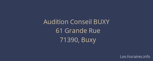 Audition Conseil BUXY