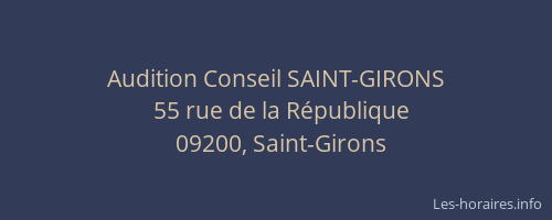 Audition Conseil SAINT-GIRONS
