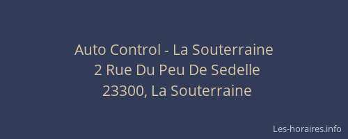 Auto Control - La Souterraine