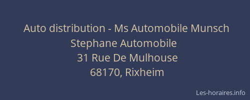 Auto distribution - Ms Automobile Munsch Stephane Automobile