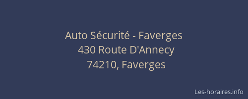 Auto Sécurité - Faverges