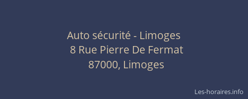 Auto sécurité - Limoges