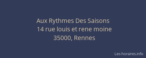 Aux Rythmes Des Saisons