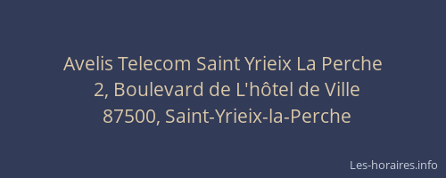 Avelis Telecom Saint Yrieix La Perche