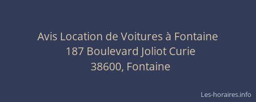 Avis Location de Voitures à Fontaine