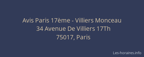 Avis Paris 17ème - Villiers Monceau