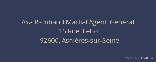 Axa Rambaud Martial Agent  Général