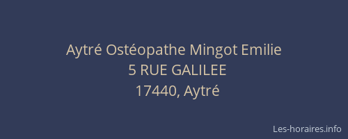 Aytré Ostéopathe Mingot Emilie