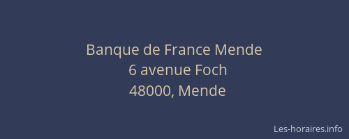Banque de France Mende