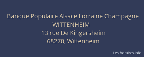Banque Populaire Alsace Lorraine Champagne WITTENHEIM