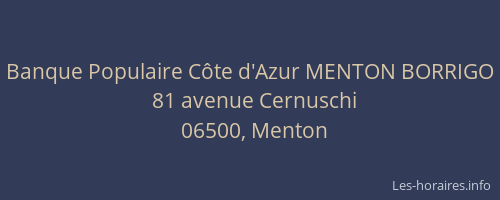 Banque Populaire Côte d'Azur MENTON BORRIGO