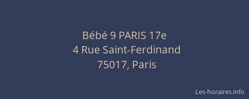 Bébé 9 PARIS 17e