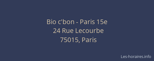 Bio c'bon - Paris 15e