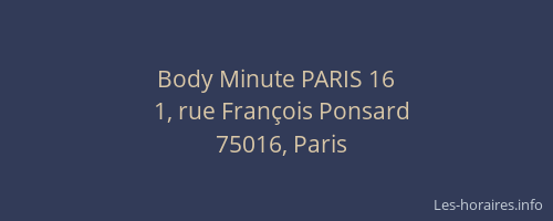 Body Minute PARIS 16