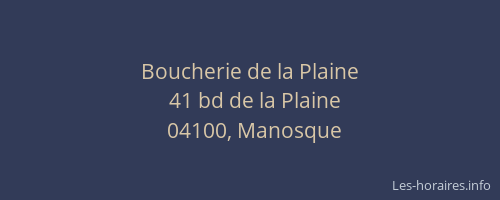 Boucherie de la Plaine