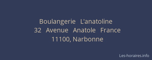 Boulangerie   L'anatoline