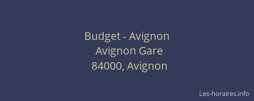 Budget - Avignon