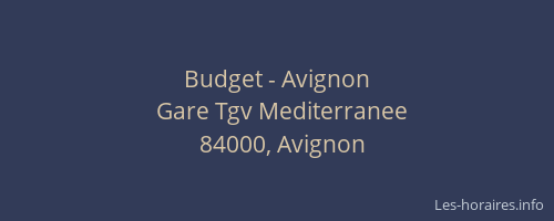 Budget - Avignon