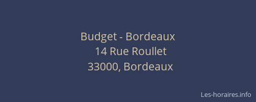 Budget - Bordeaux