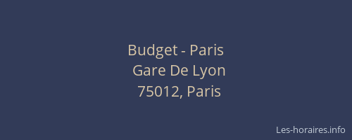 Budget - Paris