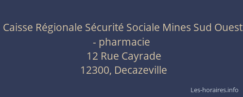 Caisse Régionale Sécurité Sociale Mines Sud Ouest  - pharmacie