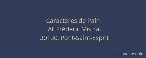 Caractères de Pain