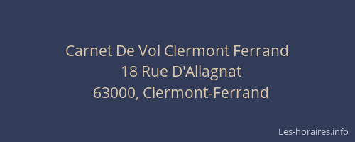 Carnet De Vol Clermont Ferrand