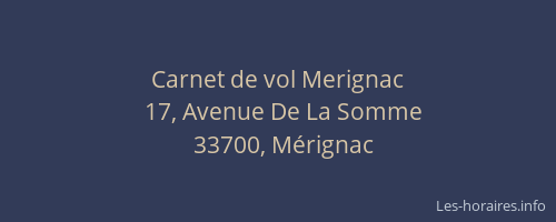 Carnet de vol Merignac