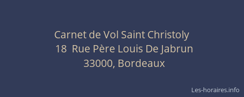 Carnet de Vol Saint Christoly