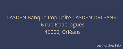 CASDEN Banque Populaire CASDEN ORLEANS