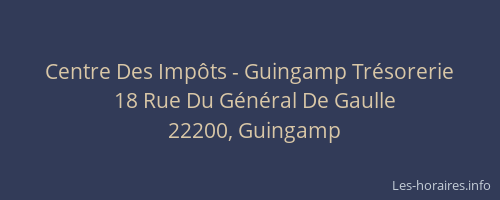 Centre Des Impôts - Guingamp Trésorerie
