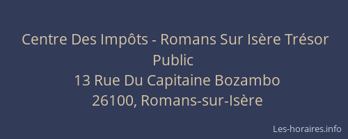 Centre Des Impôts - Romans Sur Isère Trésor Public