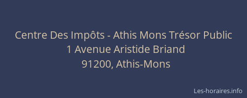 Centre Des Impôts - Athis Mons Trésor Public
