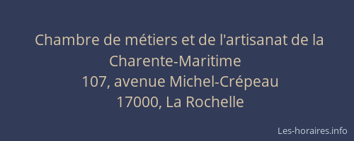 Chambre de métiers et de l'artisanat de la Charente-Maritime